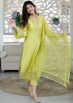 Readymade Green Embroidered Pant Suit