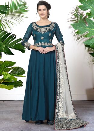 Blue Embroidered Anarkali Salwar Kameez