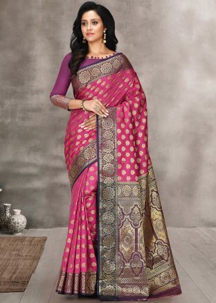Pink Kanjivaram Silk Zari Woven Saree