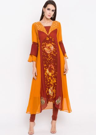 Yellow Readymade Asymmetrical Kurti