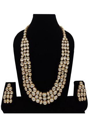 Golden Kundan Studded Layered Necklace Set