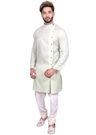 Green Readymade Cotton Kurta With Churidar