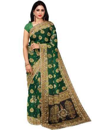 Green Zari Woven Wedding Saree In Kanjivaram Silk