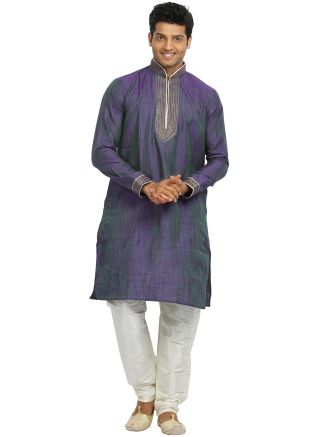 Blue and Green Dual Toned Kurta With Churidar