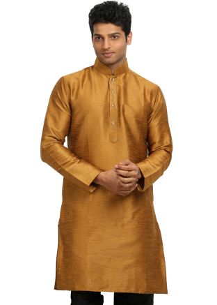 Yellow Art Silk Readymade Kurta