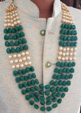 Green Multi Layered Beaded Kantha Mala