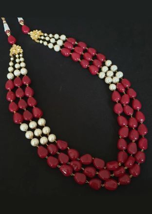 Maroon Multi Layered Beaded Kantha Mala