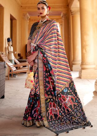 Multicolor Patola Printed Saree In Art Silk