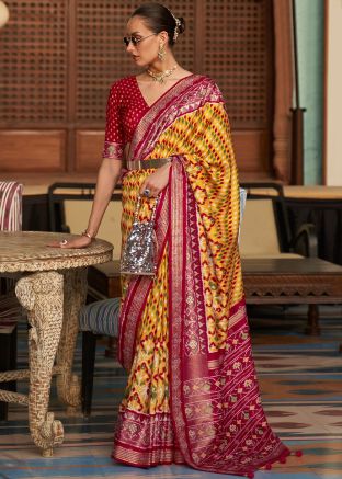 Yellow Patola Printed Art Silk Saree