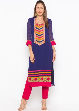 Readymade Blue Georgette Long Kurta