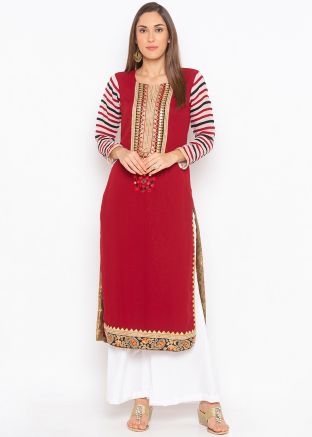 Readymade Maroon Georgette Long Kurta