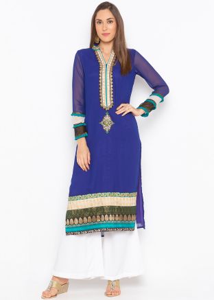 Readymade Blue Georgette Long Kurta