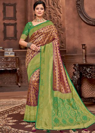 Purple Woven Traditional Saree In Kanjivaram Silk
