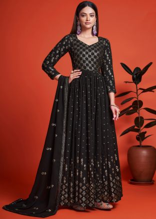 Black Embroidered Anarkali Style & Dupatta