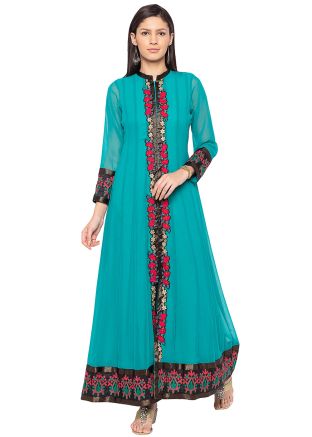 Readymade Turquoise Anarkali Long Kurta