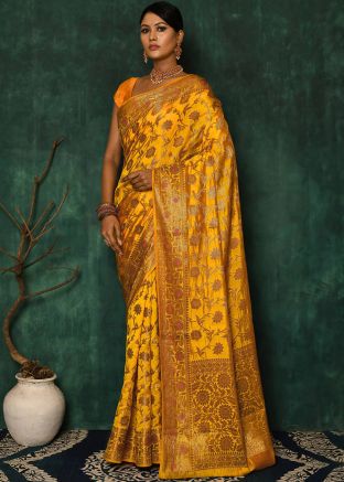 Yellow Woven Pallu Silk Saree