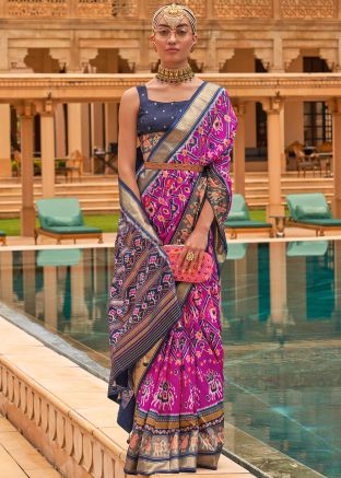 Pink Art Silk Traditional Patola Saree