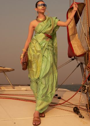 Green Classic Style Woven Saree