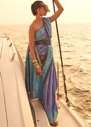 Purple Zari Woven Classic Style Saree