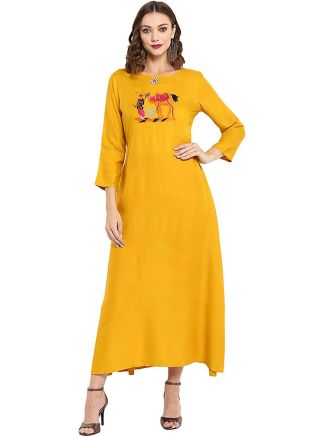 Readymade Yellow Rayon Kurta Bottom