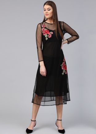 Readymade Black A Line Georgette Dress
