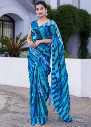 Blue Casual Saree In Georgette