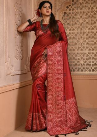 Red Art Silk Classic Style Saree