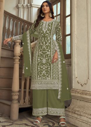 Green Dori Embroidered Suit Set