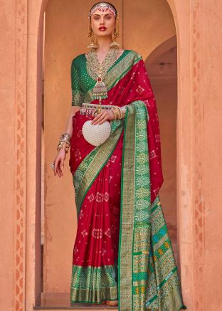 Red Zari Woven Border Silk Saree