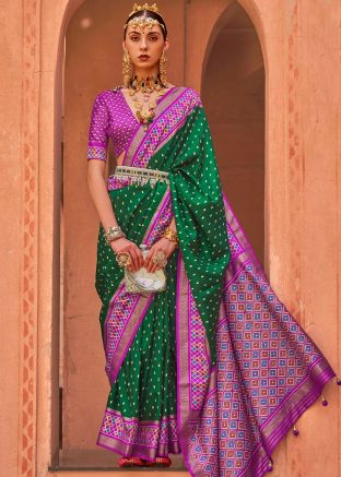 Green Zari Woven Saree In Silk