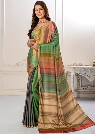 Multicolor Printed Saree In Silk