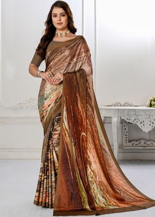 Multicolor Printed Silk Saree With Blouse