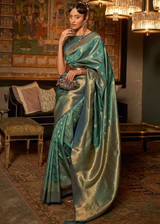 Blue Art Silk Saree In Zari Work