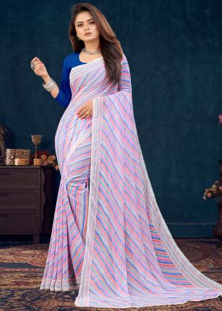 Multicolor Leheria Printed Saree In Georgette