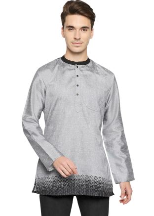Cotton Readymade Grey Short Kurta