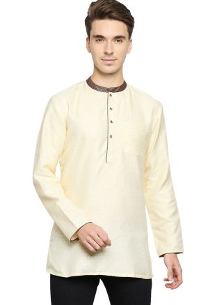 Cream Readymade Mens Kurta