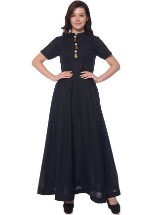 Readymade Flared Black Cotton Dress