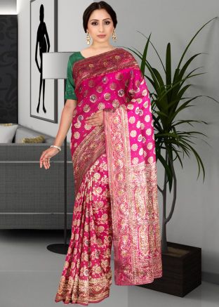 Pink Stone Work Kanjivaram Silk Saree