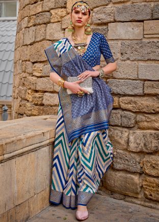 Multicolor Zari Woven Saree In Silk