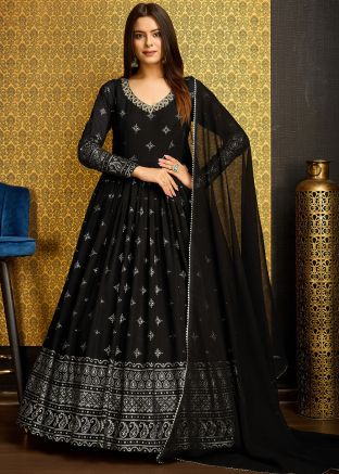 Black Anarkali Suit Set In Georgette