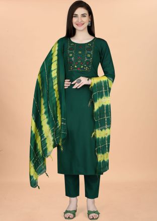 Reaadymade Dark Green Embroidered Pant Suit