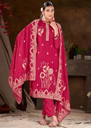 Pink Readymade Woven Work Pant Suit