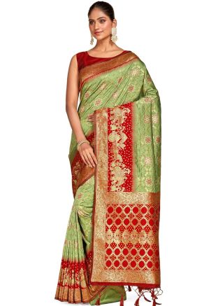 Green Woven Saree In Art Patola Silk
