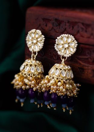 Multicolored Stone Work Jhumka Earrings