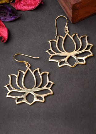 Golden Lotus Shaped Earrings