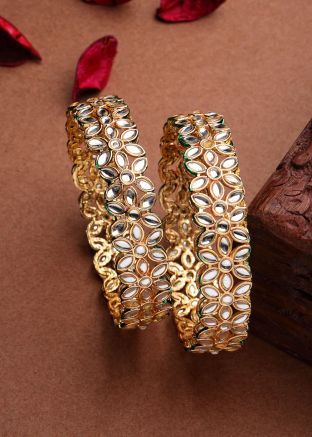 Golden Kundan Studded Bangle Set