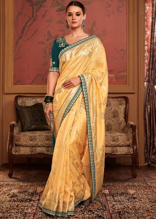 Orange Zari Woven Saree & Blouse