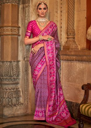 Purple Woven Saree In Art Silk