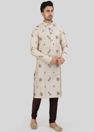 Light Beige Readymade Kurta Pajama 