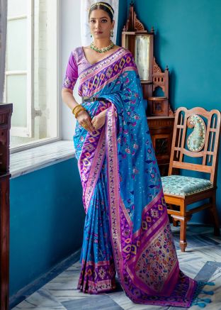 Blue Paithani Silk Woven Saree